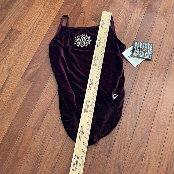 New GK Elite Sportswear Burgundy Velour Gem Dance Ballet Leotard Adult Large - Picture 10 of 15
